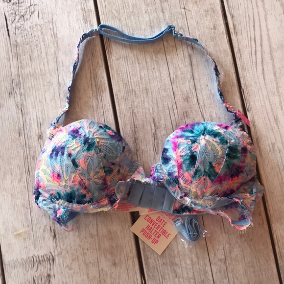 32B VS PINK Date Convertible Halter Push-Up Bra - Picture 3 of 5